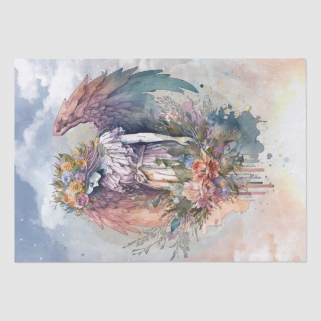 Papier Mousseline Aquarelle florale Angel (Recto)