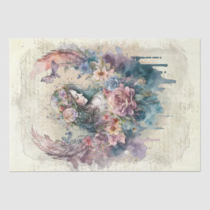 Papier Mousseline Aquarelle florale Angel