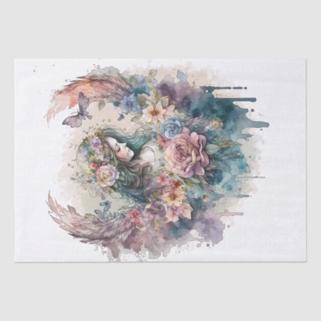 Papier Mousseline Aquarelle florale Angel (Recto)