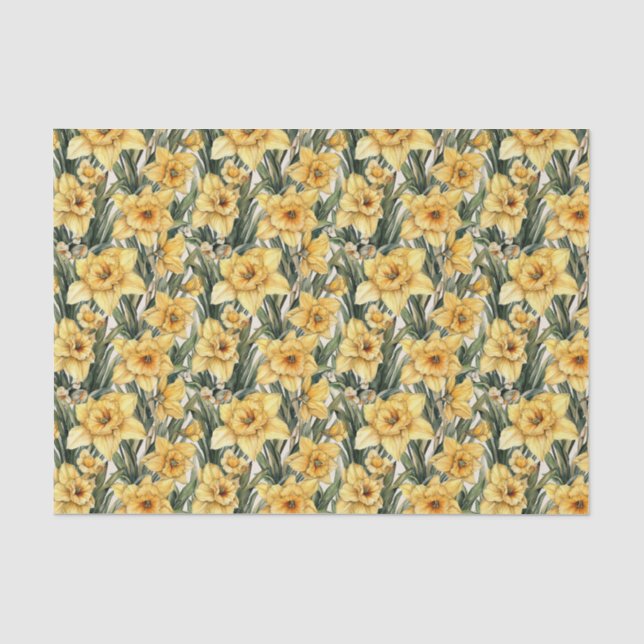 Papier Mousseline Aquarelle florale Daffodile de Pâques Exclusive (Recto)