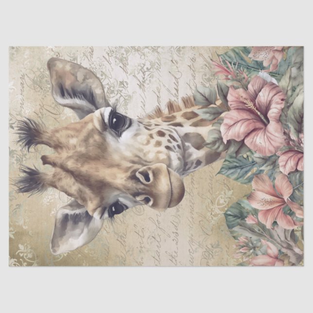 Papier Mousseline Aquarelle Florale de la Giraffe Cute (Recto)