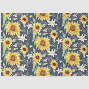 Papier Mousseline Aquarelle florale de tournesol Marine Découpage bo