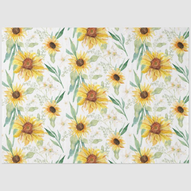 Papier Mousseline Aquarelle florale de tournesol rustique Découpage  (Recto)
