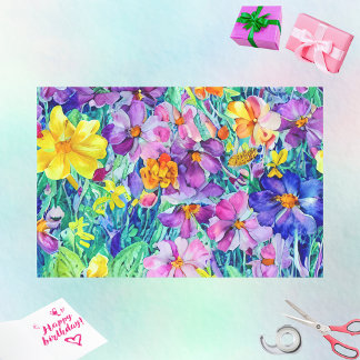 Papier Mousseline Aquarelle florale Découpage artistique digne