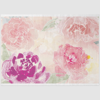 Papier Mousseline Aquarelle florale - papier de tissu