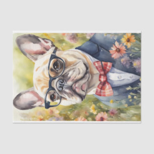 Papier Mousseline Aquarelle French Bulldog dans la page de découpage