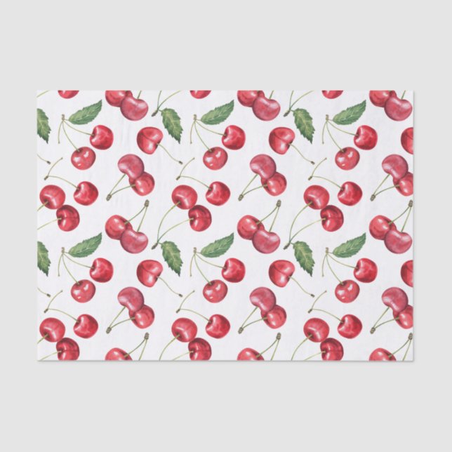 Papier Mousseline Aquarelle Fruit rouge cerise (Recto)