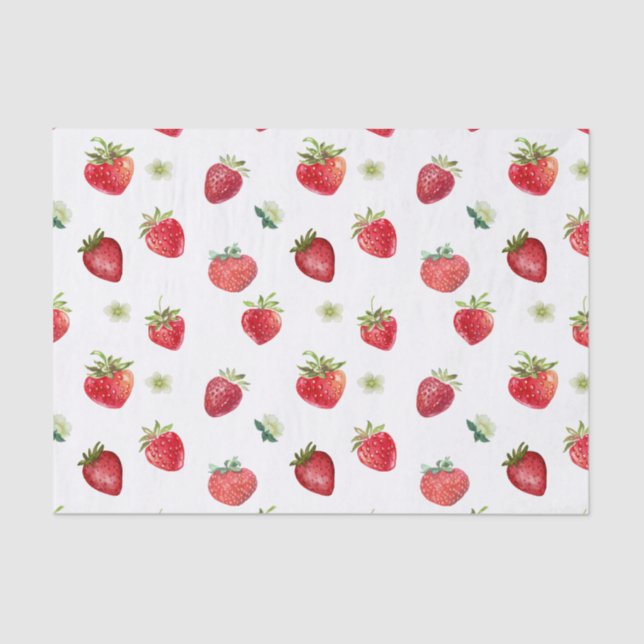 Papier Mousseline Aquarelle Fruits fraises et fleurs fraises (Recto)
