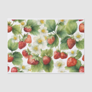 Papier Mousseline Aquarelle Fruits fraises et fleurs fraises