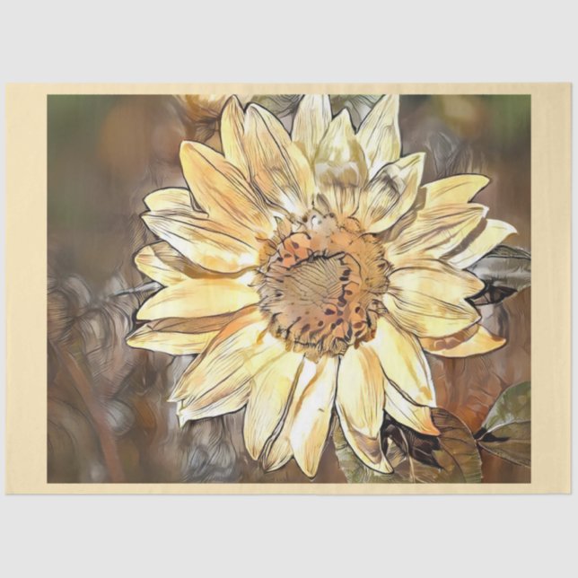 Papier Mousseline Aquarelle Glossy Sunflower Elegance Collection (Recto)