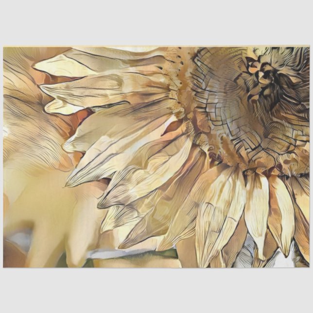 Papier Mousseline Aquarelle Grand Tournesol Jaune Collection élégant (Recto)