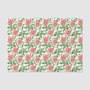 Papier Mousseline Aquarelle Grapefruits et Motif de verdure