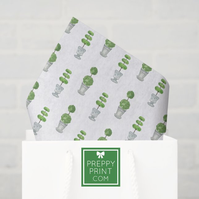 Papier Mousseline Aquarelle Gris et vert Topiaire (Créateur téléchargé)