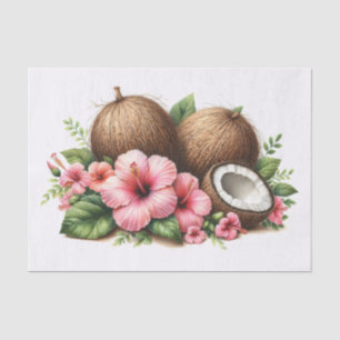 Papier Mousseline Aquarelle Hibiscus à la noix de coco Découpage