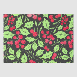 Papier Mousseline Aquarelle Holly et Berries