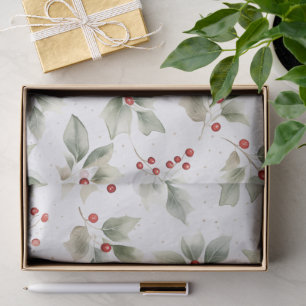 Papier Mousseline Aquarelle Holly et Berries