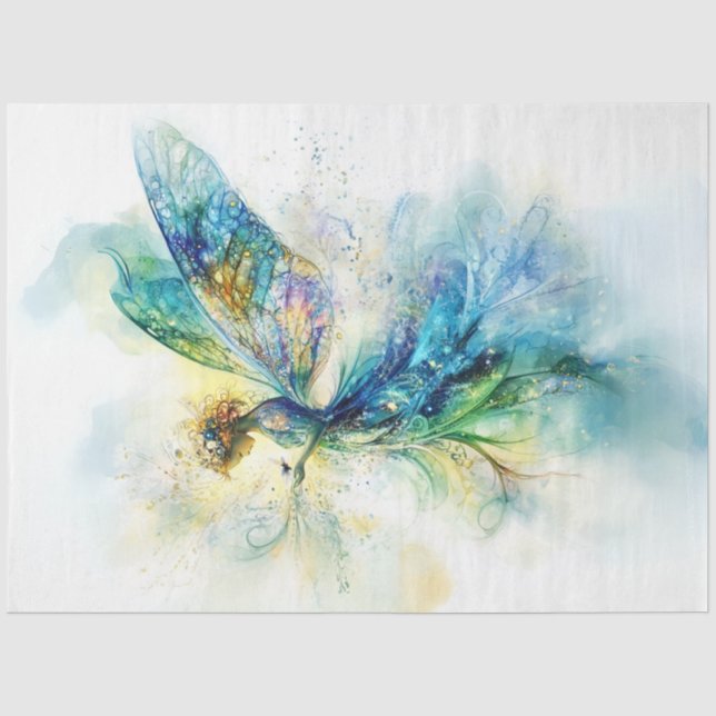 Papier Mousseline Aquarelle Imaginaire découpage Fée (Recto)