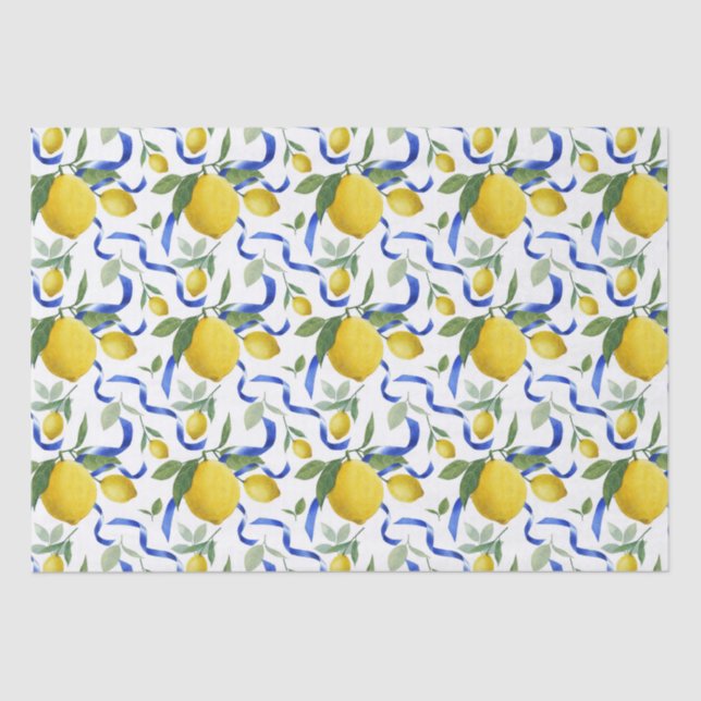 Papier Mousseline Aquarelle Italienne Carrelage Citron Motif (Recto)