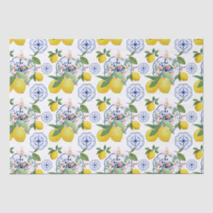 Papier Mousseline Aquarelle Italienne Carrelage Citron Motif