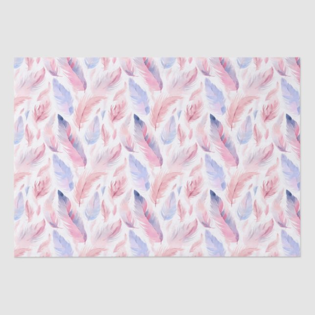 Papier Mousseline Aquarelle Lavande Pink Pastel Feathes Printemps (Recto)