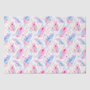 Papier Mousseline Aquarelle Lavande rose brillant Plumes ressort