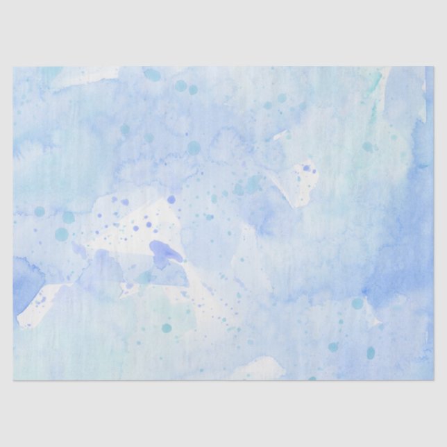 Papier Mousseline Aquarelle Laver Moderne Simple Aqua Sky Bleu Blanc (Recto)
