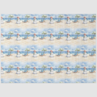 Papier Mousseline Aquarelle mignonne Snowman en vacances