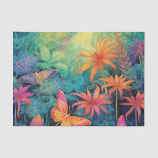 Papier Mousseline Aquarelle moderne et dynamique Batik Floral
