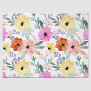 Papier Mousseline Aquarelle moderne Floral Fleurs Botaniques Jeter