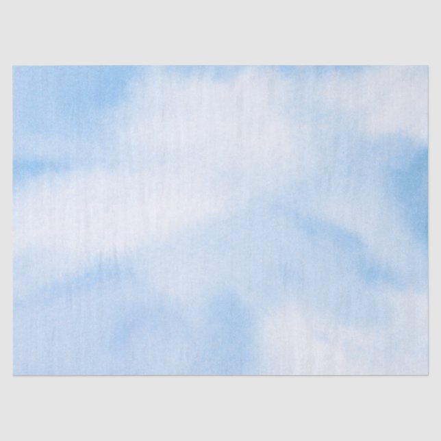 Papier Mousseline Aquarelle moderne nuages bleus (Recto)