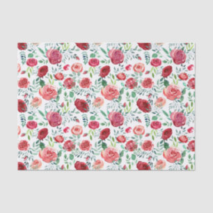 Papier Mousseline Aquarelle moderne Roses rouges à motifs