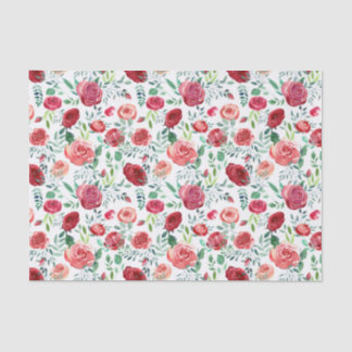 Papier Mousseline Aquarelle moderne Roses rouges à motifs