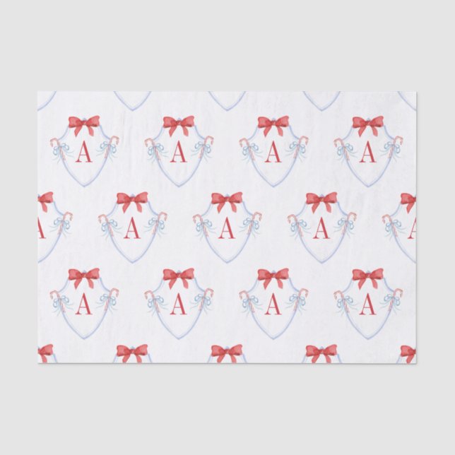 Papier Mousseline Aquarelle Monogram Bow Sucre de canne Crest (Recto)