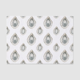 Papier Mousseline Aquarelle Monogramme d'huîtres côtières