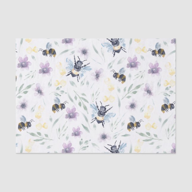 Papier Mousseline Aquarelle Motif d'abeille (Recto)