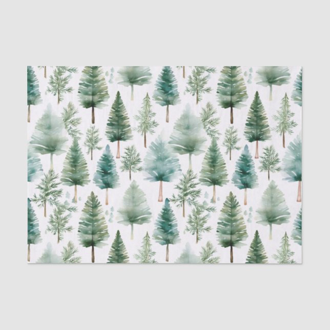Papier Mousseline Aquarelle Motif d'arbre de Noël (Recto)