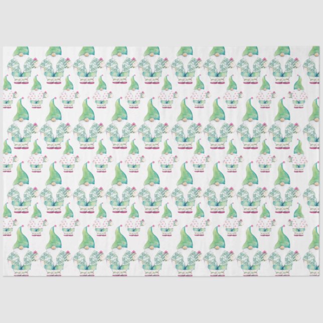 Papier Mousseline Aquarelle Motif Gnome Tropical (Recto)