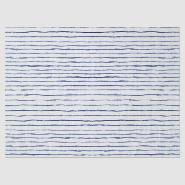 Papier Mousseline Aquarelle Motif rayé moderne bleu et blanc (Recto)