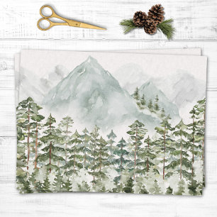 Papier Mousseline Aquarelle naturelle de la forêt et de la montagne