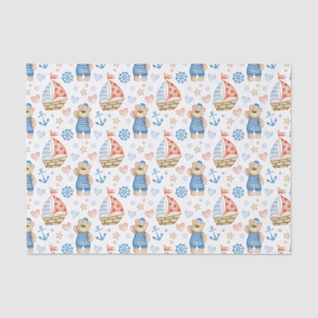 Papier Mousseline Aquarelle Nautique Voilier Voilier Ours (Recto)