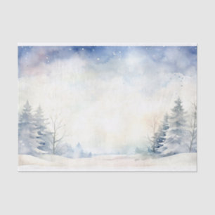 Papier Mousseline Aquarelle Neige d'hiver dans les nuances de bleu n