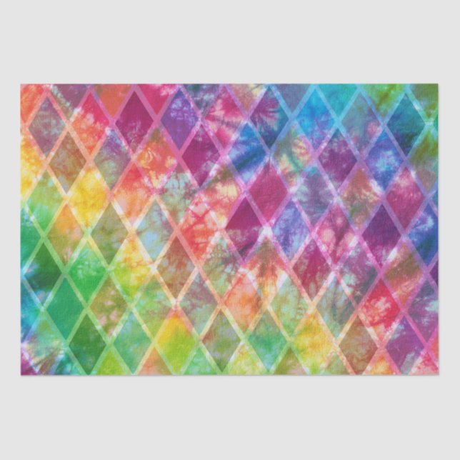Papier Mousseline Aquarelle Neon Tie Dye Jacquard Arlequin (Recto)