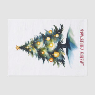 Papier Mousseline aquarelle noël arbre accueil