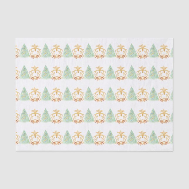 Papier Mousseline Aquarelle Noël Arbres d'or Grandmillentenaire (Recto)