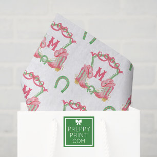 Papier Mousseline Aquarelle Noël Bottes Monogramme Crest