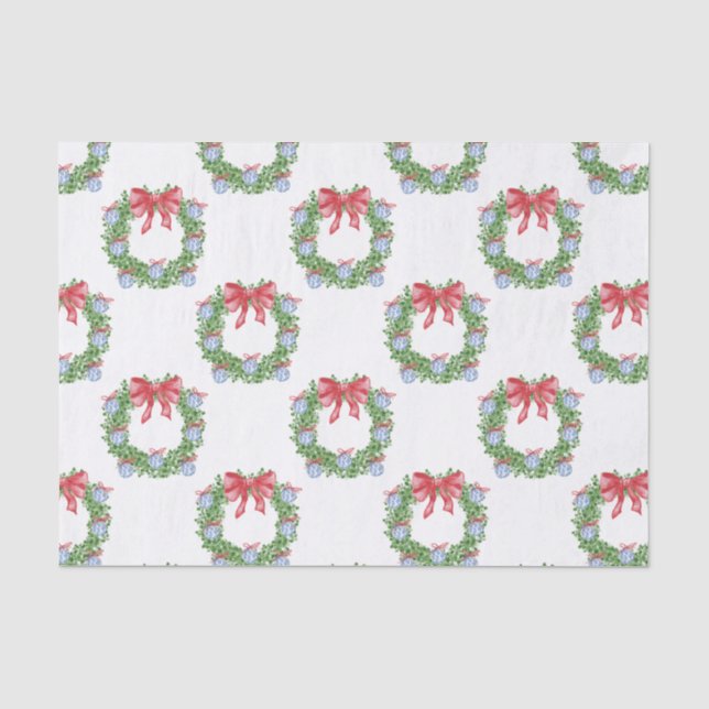 Papier Mousseline Aquarelle Noël Chinoiserie Ornement Wreath (Recto)