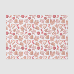 Papier Mousseline Aquarelle Noël Cookies Motif Fête