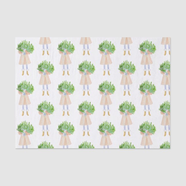Papier Mousseline Aquarelle Noël Fashion Girl Tissu Papier (Recto)