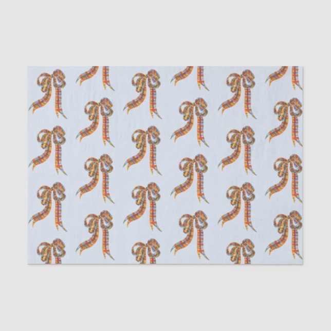 Papier Mousseline Aquarelle Noël Plaid Bows (Recto)