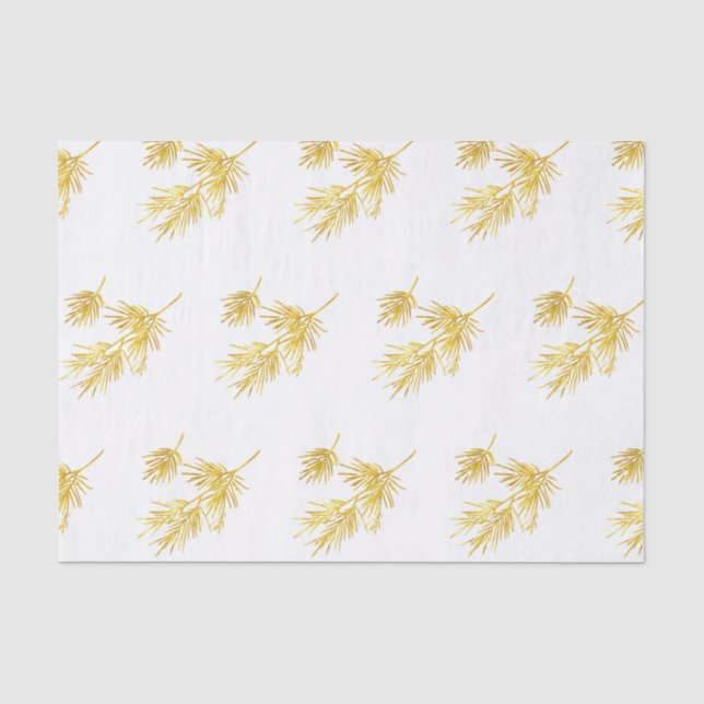Papier Mousseline Aquarelle or aiguilles de pin Motif (Recto)